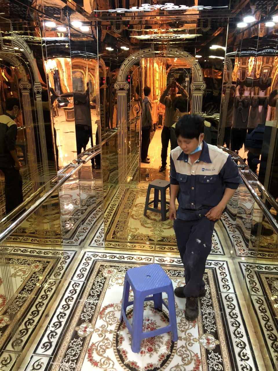 Luxury elevator installation in modern residential building